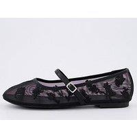V By Very Mesh Ballet With Florals Embroidery - Black