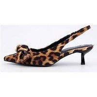 V By Very Leopard Kitten Heel With Bow - Brown