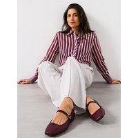 V By Very Square Toe Ballerina - Burgundy