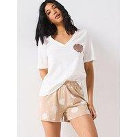 Everyday Shell Foil Print Short Pj Set - White