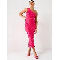 V By Very Applique Mesh Midaxi Dress - Pink