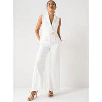 V By Very Sleeveless Occasion Jumpsuit - White