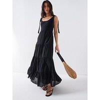 V By Very Tiered Midi Dress - Black