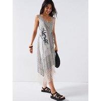 V By Very Fringed Printed Mono Maxi Dress - Print