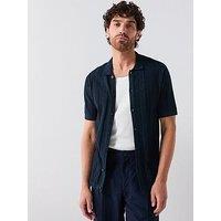 Very Man Knitted Button Through Polo Shirt - Navy