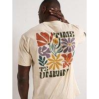 Very Man Relaxed Fit Floral Back Print T-Shirt - Stone