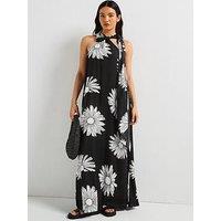 V By Very Daisy Printed Maxi Dress - Black