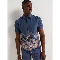 Very Man Palm Printed Shirt - Mid Blue