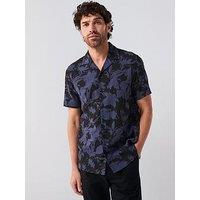 Very Man Printed Seersucker Shirt - Navy