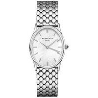 Rosefield Oval Watch With White Mop Dial In A Silver Colour Case And Stainless Steel Bracelet