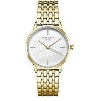 Rosefield Pearl Edit Watch With White Mop Dial In A Gold Ip Case And Stainless Steel Bracelet