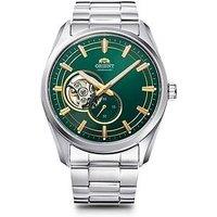 Orient Automatic Contemporary Open Heart Watch With A Green Dial In A Stainless Steel Case And Bracelet
