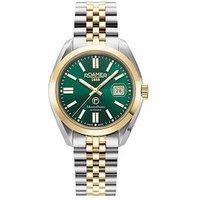 Roamer Swiss Made Montalbano Men'S Automatic Watch With Green Dial In A Gold Ip Two Tone Stainless Steel Case And Bracelet With Date Feature