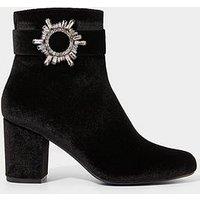 Joe Browns Diamante Buckle Velvet Boots - Black