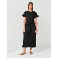 V By Very Frill Sleeve Midaxi - Black