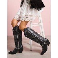 Raid Appease Western Knee High Boots - Black