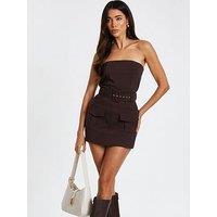 Quiz Brown Bandeau Skort Playsuit