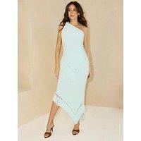 Michelle Keegan One Shoulder Knitted Tassel Top - Mint