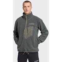 Adidas Terrex Mens Xpl Pile Snap Fleece - Dark Green
