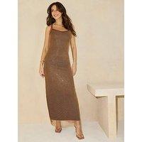 Michelle Keegan Diamante Embellished Vest Dress - Brown