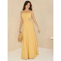 Michelle Keegan Knitted Bandeau Embellished Side Dress - Yellow