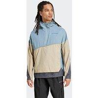 Adidas Terrex Mens Xpl Wind Anorak - Light Blue / Grey