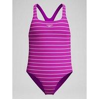 Speedo Girls Printed Medalist Swimsuit - Pink