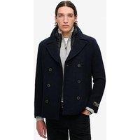 Superdry Studios 2 In 1 Wool Pea Coat Jacket - Navy