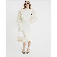 River Island Shoulder Padded Military Dress - Cream