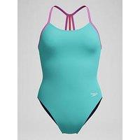 Speedo Girls Solid Lane Line Back - Blue