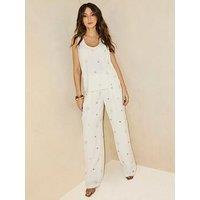 Michelle Keegan Woven Sun & Moon Loose Soft Trouser - White