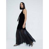 River Island Velvet Chiffon Maxi Dress - Black