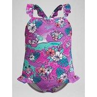 Speedo Girls Learn To Swim Printed Frill Thinstrap - Purple