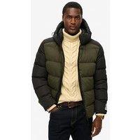 Superdry Hood Colour Block Padded Jacket- Dark Green