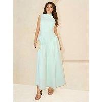 Michelle Keegan Pleated Corset Sleeveless Dress - Green