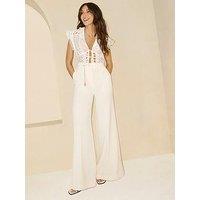 Michelle Keegan Tailored Shell Belt Trouser - Cream
