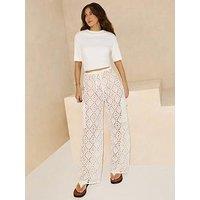 Michelle Keegan Crochet Cargo Trouser - Cream