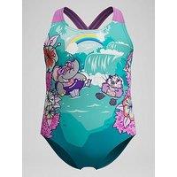 Speedo Girls Learn To Swim Printed Crossback - Blue/Pink