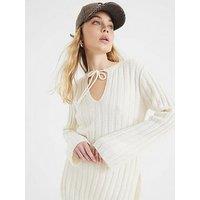 River Island Ribbed Tunic Top - Cream