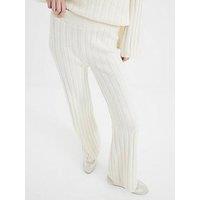 River Island Ribbed Flare Trouser - Cream