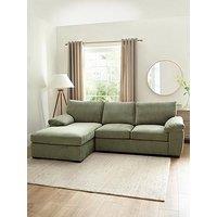 Very Home Salerno Standard Back Left Hand 3 Seater Fabric Chaise Sofa - Green - Fsc Certified