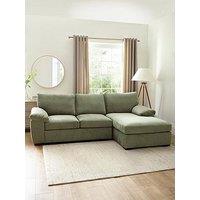 Very Home Salerno Standard Back Right Hand 3 Seater Fabric Chaise Sofa - Green - Fsc Certified