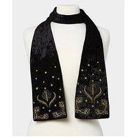 Joe Browns Opulence Embroidered Velour Scarf - Black