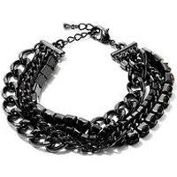 The Love Collection Gun-Grey Mixed Strand Layered Bracelet