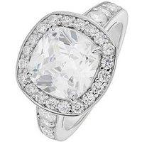 The Love Collection Sterling Silver Cubic Zirconia Princess Cut Halo Ring