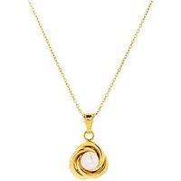 The Love Collection Gold Plated Sterling Silver Freshwater Pearl Knot Necklace