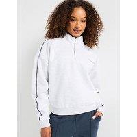 Peach Fit Women'S Adriana Zip Neck Sweat - Ice Marl Grey