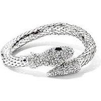 The Love Collection Silver Tone Clear Crystal Open Snake Bangle