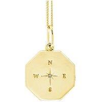 The Love Collection Gold Plated Sterling Silver Compass Octagon Pendant Necklace