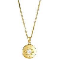 The Love Collection Gold Plated Sterling Silver Round Disc Pendant Necklace